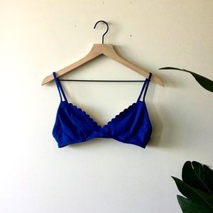 J. Crew Scallop Blue Bikini Top